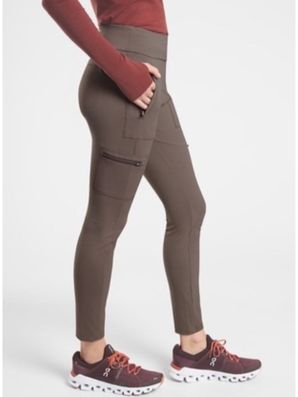 Athleta Headlands Hybrid Cargo Pants Slim Brown 0 Hiking Outdoors Pull-On